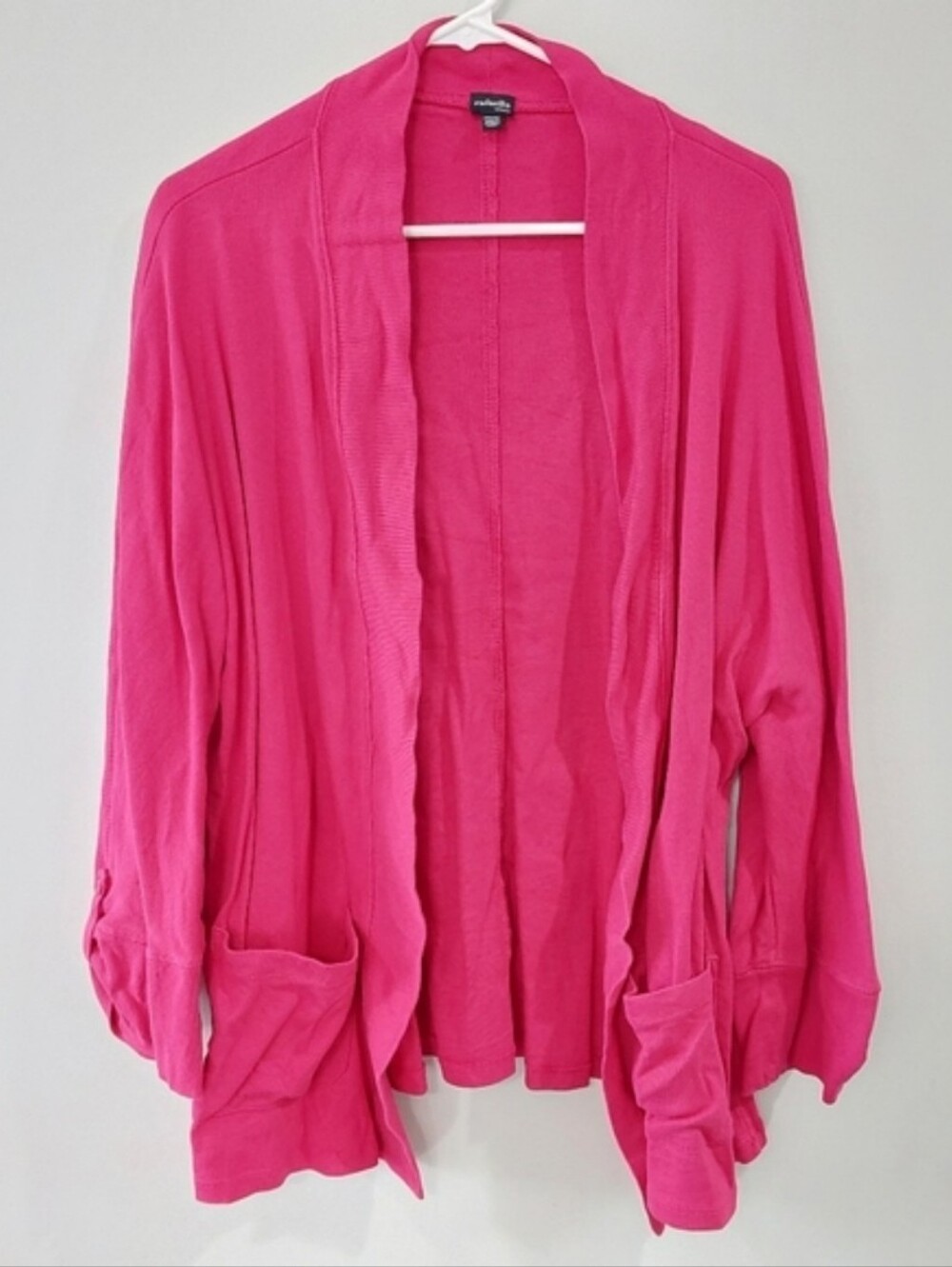 Rafaella cardigan sweater 2X fuchsia pink long sleeve open front pockets